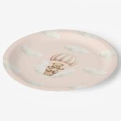 ホットバルーンテディベアガールベビーシャワープレート ペーパープレート (アングル)