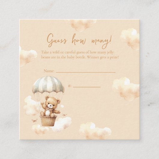 ホットバルーンテディベアニュートラル推測ゲームカード エンクロージャーカード (正面)