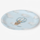 ホットバルーンテディベアボーイベビーシャワープレート ペーパープレート (アングル)