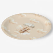 ホットバルーンテディベア中性ベビーシャワープレート ペーパープレート (アングル)