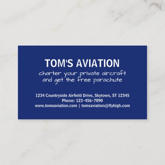 ホットパイロットチャーターエアラインのカスタマイズ可おもしろい能 名刺 (裏面)