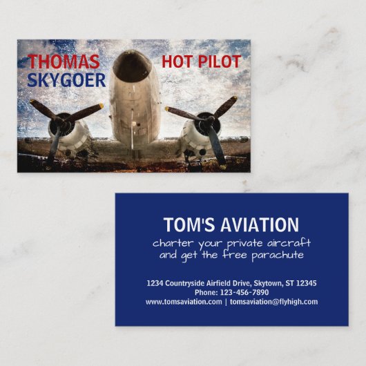 ホットパイロットチャーターエアラインのカスタマイズ可おもしろい能 名刺 (正面/裏面)