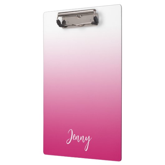 ホットパーソナライズされた明るい赤紫色ピンクと白グラデーションL クリップボード (左)