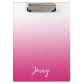 ホットパーソナライズされた明るい赤紫色ピンクと白グラデーションL クリップボード (正面)