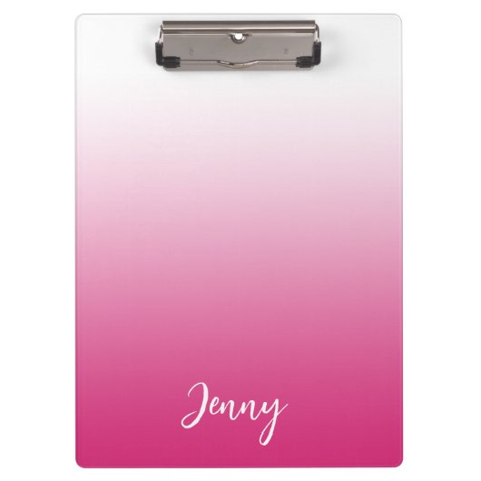 ホットパーソナライズされた明るい赤紫色ピンクと白グラデーションL クリップボード (正面)