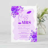 ホットパープル波フレームボーフローラブライダルシャワー 招待状 (スタンド正面)