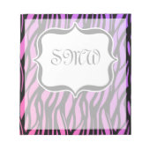 ホットパープル/ピンクゼブラストライプモノグラム ノートパッド (正面)