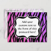 ホットパープル/ピンクゼブラストライプモノグラム ポストカード (正面/裏面)