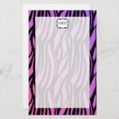 ホットパープル/ピンクゼブラストライプモノグラム 便箋 (正面/裏面)