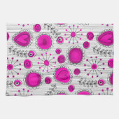 ホットピお洒落ックホワイトハートと花フローラ キッチンタオル (横)