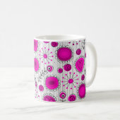 ホットピお洒落ックホワイトハートと花フローラ コーヒーマグカップ (正面右)