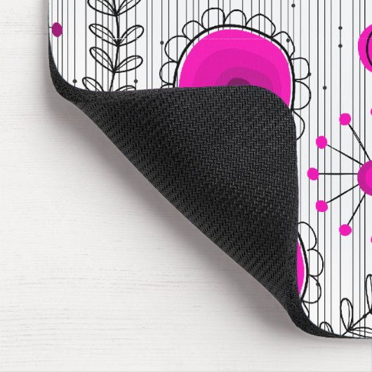 ホットピお洒落ックホワイトハートと花フローラ マウスパッド (コーナー)