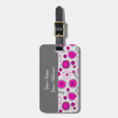 ホットピお洒落ックホワイトハートと花フローラ ラゲッジタグ (正面縦)