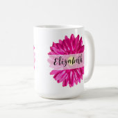 ホットピかわいらしンクデイジー名前をカスタムするおよびモノグラム コーヒーマグカップ (正面右)