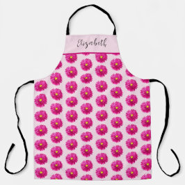 ホットピかわいらしンクデイジー名前をカスタムする エプロン