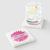 ホットピかわいらしンクデイジー名前をカスタムする ストーンコースター (横)