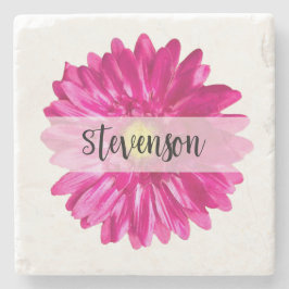 ホットピかわいらしンクデイジー名前をカスタムする ストーンコースター