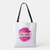 ホットピかわいらしンクデイジー名前をカスタムする トートバッグ (裏面)