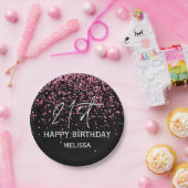 ホットピきらめくンクグリッターブラック21歳の誕生日 ペーパープレート (パーティー)