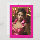 ホットピはっきりしたンクと金ゴールドフローラキンセアニラ写真 招待状 (裏面)