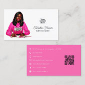 ホットピはっきりしたンクのアフロ黒人女性ボス 名刺 (正面/裏面)