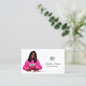 ホットピはっきりしたンクのアフロ黒人女性ボス 名刺 (スタンド正面)