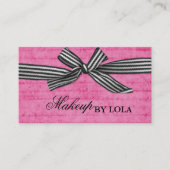 ホットピはっきりしたンクの白黒リボン 名刺 (正面)