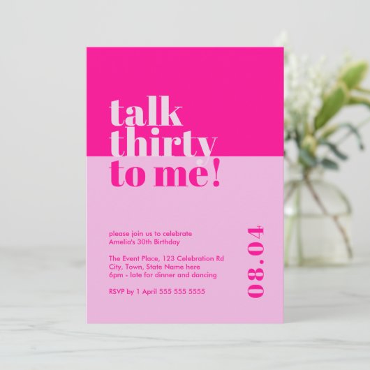 ホットピはっきりしたンク「30歳の誕生日」30歳の誕生日 招待状 (スタンド正面)