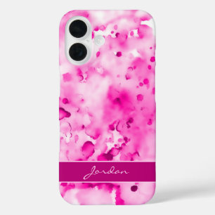 ホットピアートンク水の色の絵を描(ばちゃばちゃ)跳ねる(名前あり) iPhone 16ケース