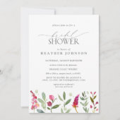 ホットピエレガントックウォーター色フラワーズブライダルシャワー 招待状 (正面)
