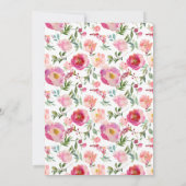 ホットピエレガントックウォーター色フラワーズブライダルシャワー 招待状 (裏面)