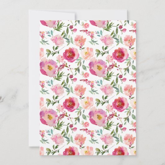 ホットピエレガントックウォーター色フラワーズブライダルシャワー 招待状 (裏面)