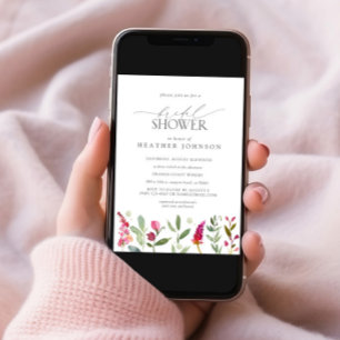 ホットピエレガントックウォーター色フラワーズブライダルシャワー 招待状