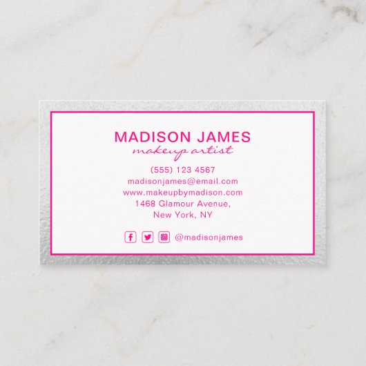 ホットピエレガントックシルバーシックモダンメイクアップアーティスト 名刺 (裏面)