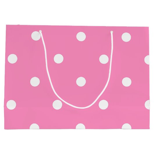 ホットピエレガントックホワイト水玉模様テンプレート ラージペーパーバッグ (裏面)