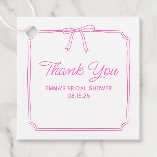ホットピエレガントックボウブライダルシャワーありがとう フェイバータグ (正面)