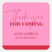 ホットピエレガントックレッドグリッター誕生日ありがとう スクエアシール (正面)