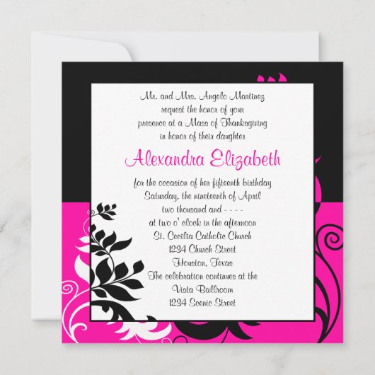 ホットピエレガントンクとブラックつる植物キンセアニェラ 招待状 (裏面)