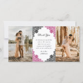 ホットピエレガントンクとブラックのフローラの結婚写真 サンキューカード (正面)