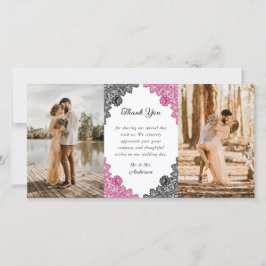 ホットピエレガントンクとブラックのフローラの結婚写真 サンキューカード