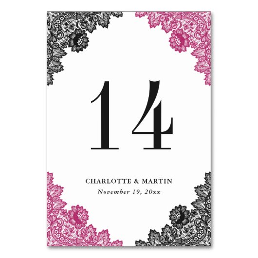 ホットピエレガントンクとブラックのフローラレース結婚ズ テーブルナンバー (裏面)