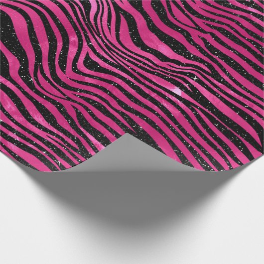 ホットピエレガントンクとブラックグリッタータイガーストライプズ ラッピングペーパー (角)