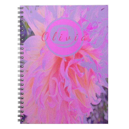 ホットピエレガントンクとマゼンタの装飾ダリア ノートブック (正面)