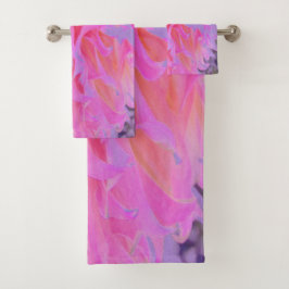 ホットピエレガントンクとマゼンタの装飾ダリア バスタオルセット