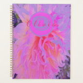 ホットピエレガントンクとマゼンタの装飾ダリア プランナー手帳 (正面)