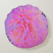 ホットピエレガントンクとマゼンタの装飾ダリア ラウンドクッション (裏面)