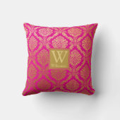 ホットピエレガントンクと金ゴールドダマスクパーソナライズされた クッション (裏面)