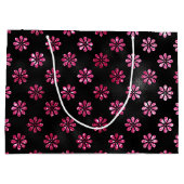 ホットピエレガントンクグリッターとブラックフラワーパターン ラージペーパーバッグ (裏面)