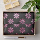 ホットピエレガントンクグリッターとブラックフラワーパターン 薄葉紙 (ギフト)