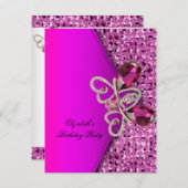 ホットピエレガントンクグリッタージュエルバースデーパーティー 招待状 (正面/裏面)